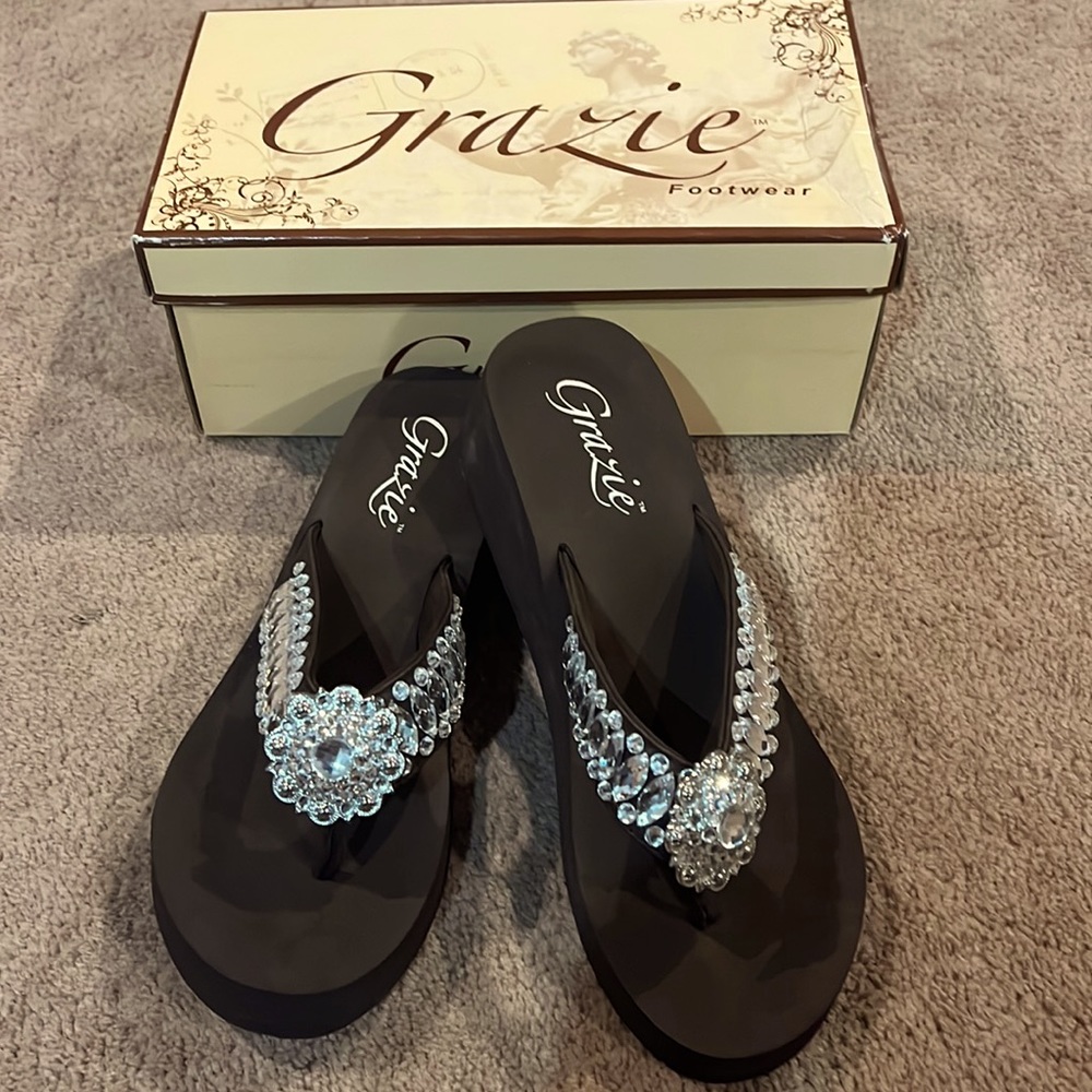 Women’s Grazie Sizzle Jeweled Platform Flip Flops